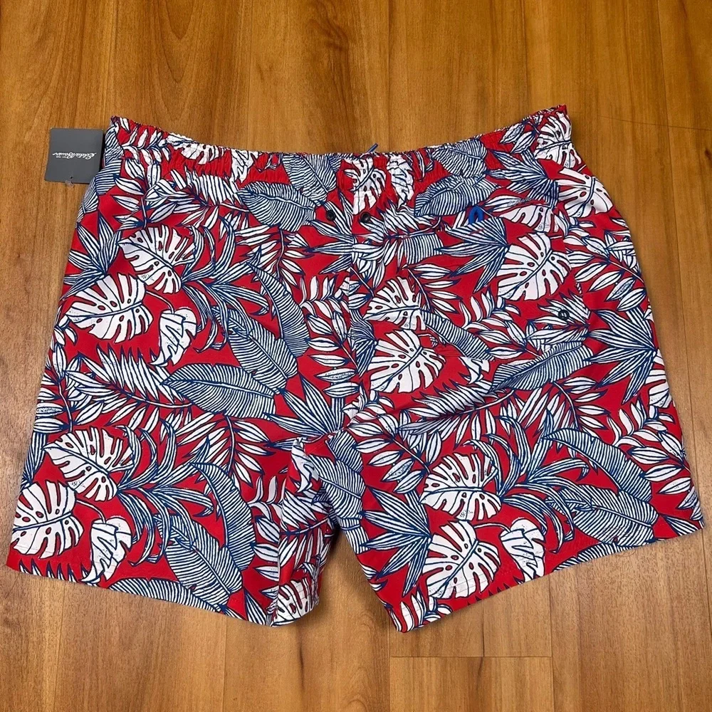 Eddie‎ Bauer Men’s Tropical Red and Blue Swim Trunks Size XL